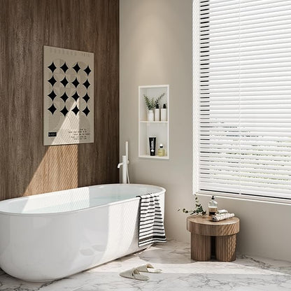 Stainless Steel Shower Niche 24" X 12", No Tile Needed Wall Niche Double Shelves, Recessed Shower Shlef for Bathroom Storage, Matte White