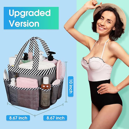 Attmu 2 Pack Mesh Shower Caddy Portable for College Dorm Room Essentials with 8 Pockets, Hanging Shower Caddy Dorm Basket, Quick Dry Shower Bag for Bathroom