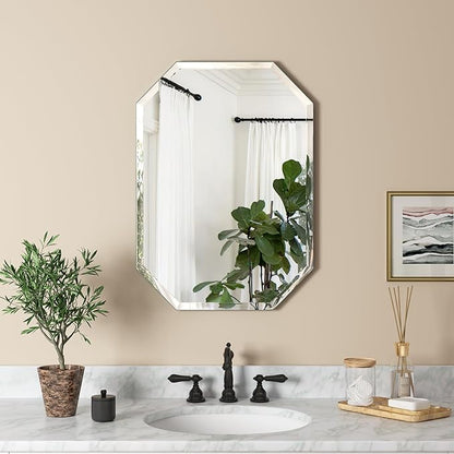 Silver Wall Mirror-Beveled Edge Frameless Mirror for Bathroom, Vanity, Bedroom, Rectangle Mirrors （20X28inch）
