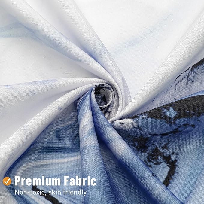 MitoVilla Navy Blue Marble Long Shower Curtain 72 x 78, Abstract 78 inch Long Fabric Shower Curtain for Chic Luxury Bathroom Decor, Modern Ombre Watercolor Shower Curtains 78 inch