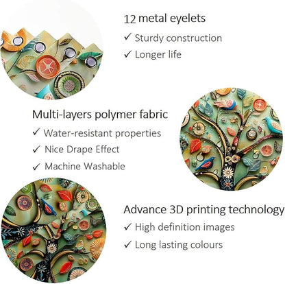 Bohemian Shower Curtain, Boho Floral Print Water Repellent Polyester Fabric for Bathroom Decor, 72×72 Inch Standard Size with 12 Hooks, Also as Room Divider