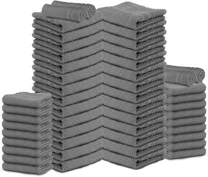 Salon Towels – 50 Pack Grey Hand Towels 100% Cotton Spa Towels – 16x27 inches Highly Absorbable Facial Towels Gym Towels Hair Towels and Face Towels Bulk Small Towels (Not Bleach Proof)