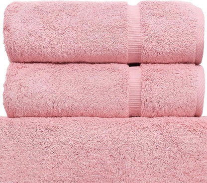 Monogrammed Hand Towel, Personalized Initial Gift, Extra Absorbent 100% Turkish Cotton - Soft Terry Finish - Set of 2 - Black Block Initial O - Embroidered on Pink Towels