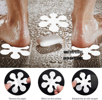 Bathtub Stickers Non-Slip, 12 PCS White Safety Shower Treads Adhesive Appliques with Premium Scraper