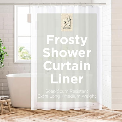 Stitch & Stone Shower Curtain Liner, Premium Medium Weight Durable Waterproof 6g PEVA for Bathroom with Weighted Magnets, Extra Long 72" x 96", Frosty 1 Pack