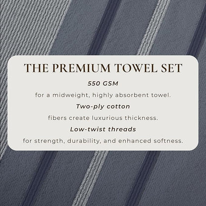 Great Bay Home Decorative Hand Towel Set - Luxury Cotton 4 Pack 26x16 Hand Towel Set - Luxurious, Ultra-Soft, Durable Towels for Bathroom Decor (Blue)