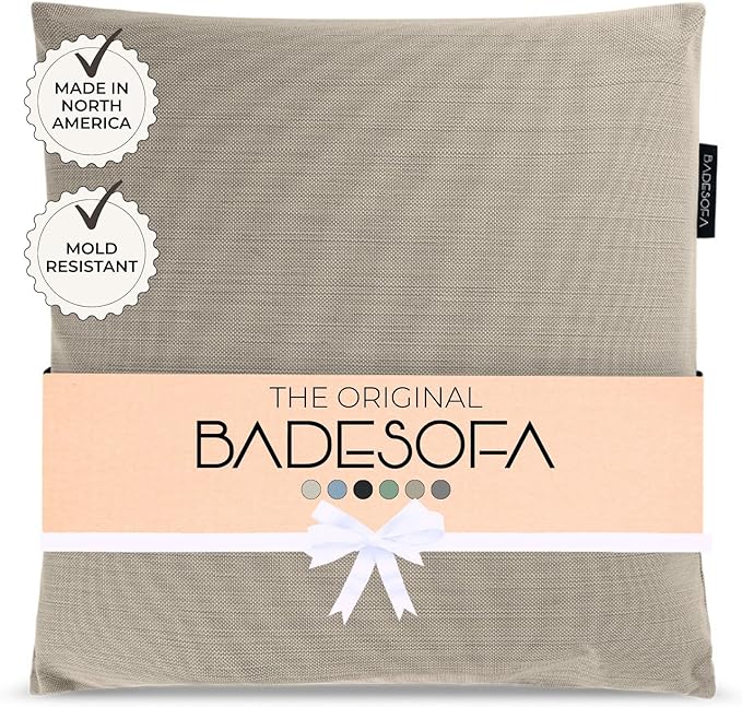 BADESOFA® Luxury Bath Pillow M - Lusciously Soft & Comfortable Tub Pillow for Bathtub - Washable & Quick-Drying Bath Back Pillow - Non-Slip Full Body Tub Pillow - Luxury Spa Cushion in Beige