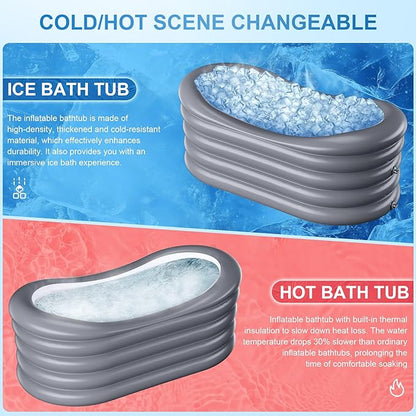 BINYUAN Inflatable Bathtub for Adults - Portable Collapsible Spa Tub with Electric Pump, Hot & Ice Bath Design, Foldable for 1-2 People, Durable PVC - Easy Inflate