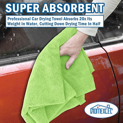 HOMEXCEL Professional Large Microfiber Car Drying Towels 2 Pack-31" x 24", Lint Free, Scratch Free, Highly Absorbent Drying Towel for Cars, SUVs, RVs, Trucks, and Boats, Dark Green