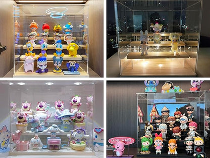 Choowin 5 Tier Clear Acrylic Display Case for Collectibles, Mini Figures, Pop Mart, Labubu, Sonny Angel, Smiski - Assemble Dustproof Acrylic Display Box with Door, Stand (White Base Step)