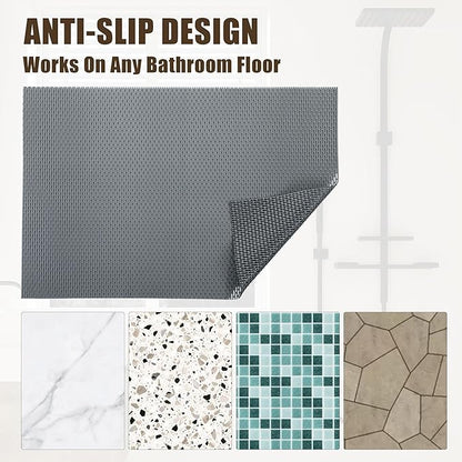 HOMBYS 47 x 32 Extra Large Shower Mat for Shower Stall Tub, Non Slip Bath Mat Bathroom Accessories, PVC Mats for Shower and Bathroom, Quick Drying, (Gray, 47"x32")