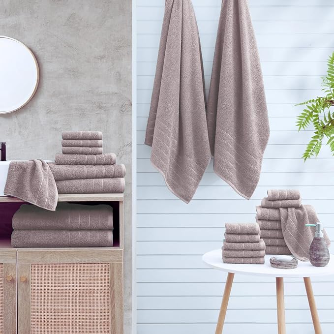 Casa Platino 100% Cotton 8 Piece Bath Towel Set - Ring Spun, Quick Dry, Super Soft & Highly Absorbent - 2 Bath, 4 Washcloths, 2 Bathroom Hand Towels - Hotel Quality Bathroom Towel Set - Platinum