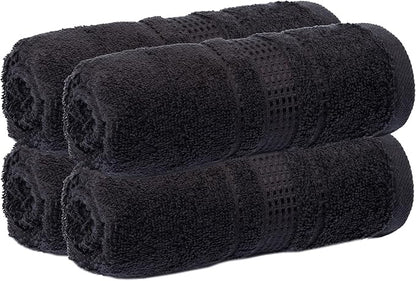 Melissa Linen, Fingertip Towels 4 Pack, 100% Turkish Cotton, Small Hand Towels for Body, Face and Kitchen 12 x 18 in, Soft and Absorbent, Quick Dry, (Jet Black Fingertip Hand Towels)
