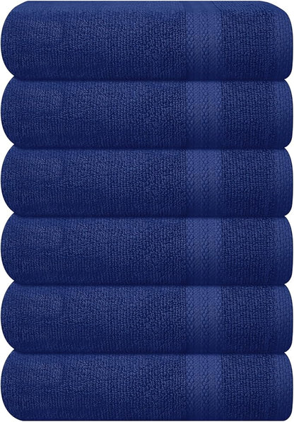 GLAMBURG Ultra Soft 6-Piece Hand Towel Set 16x28-100% Ringspun Cotton - Durable & Highly Absorbent Hand Towels - Ideal for use in Bathroom, Kitchen, Gym, Spa & General Cleaning - Navy Blue