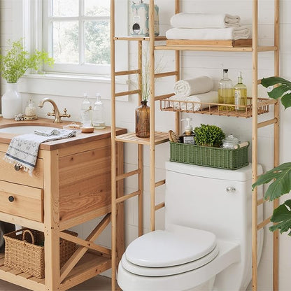 GRANNY SAYS Toilet Paper Basket for Back of Toilet, Wicker Baskets for Storage, Wicker Baskets for Shelves, Waterproof Basket Tank Topper, 14¼" x 6½" x 4¼", Green