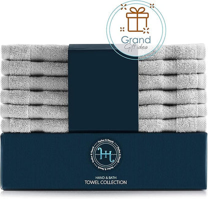 Hearth & Harbor Washcloths 12 Pack - 100% Cotton Washcloth for Body and face, High Absorbent and Soft 13"x13" Body Wash Cloth, Quick Dry - Silver Grey Washcloths