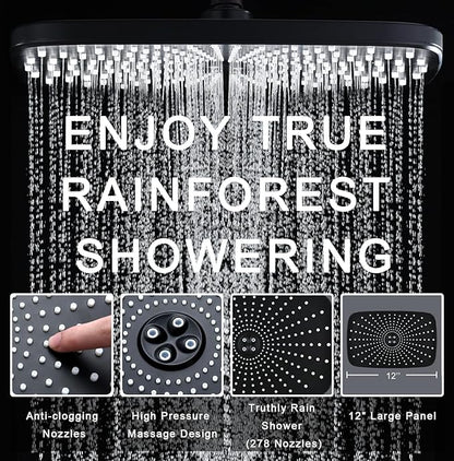 High Pressure Rain Shower Head: Upgrade Shower Heads with Handheld Spray Combo with Fixed Showerhead and 10 Sprays Handheld Shower Head, Detachable Showerheads Built-in Magnetic Docking and Power Jets