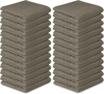Softolle 100% Cotton Ring Spun Wash Cloths – Bulk Pack of Washcloths – 12x12 Inches – Wash Cloth for Face, Highly Absorbent, Soft and Face Towels (Taupe, 60 Pack)