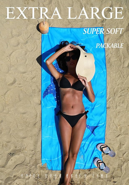 4 Pack Microfiber Lightweight Thin Beach Towel Sand Free Quick Dry Super Absorbent Large Towels for Swimming Pool Yoga Gym Travel Vacation Beach Accessories Essentials for Adults