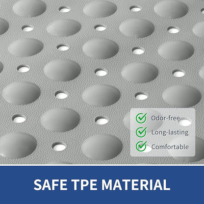 OTHWAY Non Slip Bathtub Mat, 31"x 19" TPE Bath Mat for Tub with Drain Holes and Suction Cups, Anti-Slip Mats for Kids Baby Elderly Bathroom (Dark Grey)