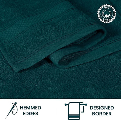 Casa Lino Face Towels & Body Wash Cloths for Showering - 100% Cotton Wash Cloths for Bathroom - Highly Absorbent & Quick Drying Washcloth Set - Cotton Washcloths 24 Pack (12" x 12") - (Teal)