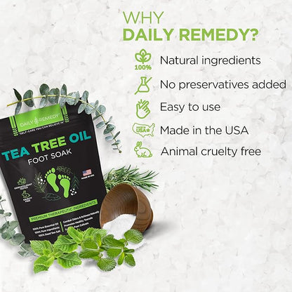 Tea Tree Oil Foot Soak with Epsom Salt - Made in USA - 16 Ounces