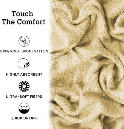 Casa Lino Linen Brown Bath Towels Set of 4 (54" x 27") - Large Bathroom Towel Set - 100% Cotton Towels for Bathroom - Highly Absorbent & Quick Dry Bath Towel Multipack - New Apartment Essentials