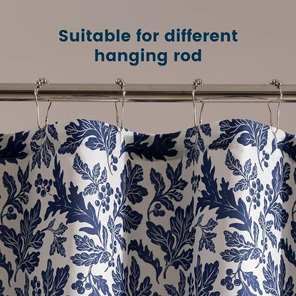 SLEEP ZONE Navy Leaf Shower Curtain Waterproof Curtains for Bathroom Decor Bathtub Farmhouse Shower Curtain 72" × 72"