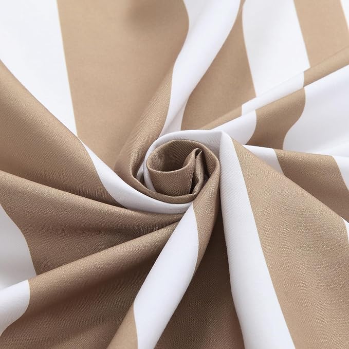 72x90 Inch Extra Long Shower Curtain, Beige and White Ombre Striped Waterproof Fabric, Modern Hotel Spa Design with 12 Rustproof Grommets & Weighted Hem