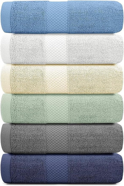 White Classic Luxury Multicolor Hand Towels - Soft 100% Turkish Cotton | Highly Absorbent Hotel spa Bathroom Towel Collection | 16x30 Inch | Set of 6