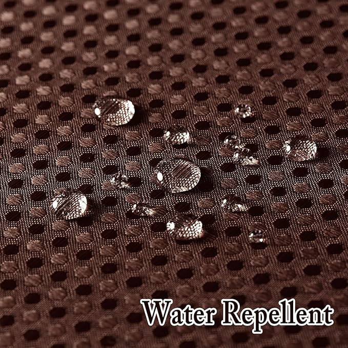 Gibelle No Hook Waffle Weave Shower Curtain with Snap-in Fabric Liner Set for Bathroom, Hotel Style with Mesh Top Window, Waterproof & Washable, Brown, 72x74