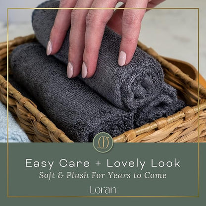Charcoal Grey Washcloths Set of 6 Soft Facial Cloths 10” x 10” 100% Viscose Derived from Bamboo Spa-Like Feel Silky Face Cloth for Skin Cleansing