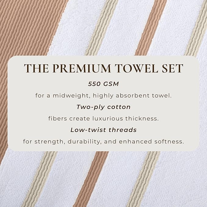 Great Bay Home Decorative Bath Towel Set - Luxury Cotton 4 Pack 54x27 Bath Towel Set - Luxurious, Ultra-Soft, Durable Towels for Bathroom Decor (Dusty Rose/Cappuccino)
