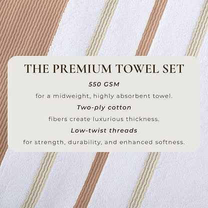 Great Bay Home Decorative Bath Towel Set - Luxury Cotton 4 Pack 54x27 Bath Towel Set - Luxurious, Ultra-Soft, Durable Towels for Bathroom Decor (Dusty Rose/Cappuccino)