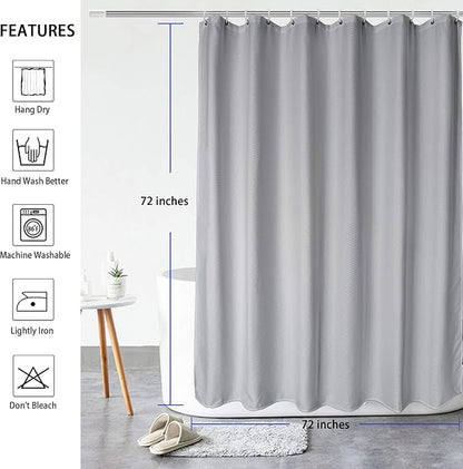 AooHome Waffle Weave Polyester Shower Curtain for Bathroom, Fabric Heavy Duty Standard 72x72 Inch Bathroom Curtain with Hooks, Weighted Hem, Water Repellent, Grey