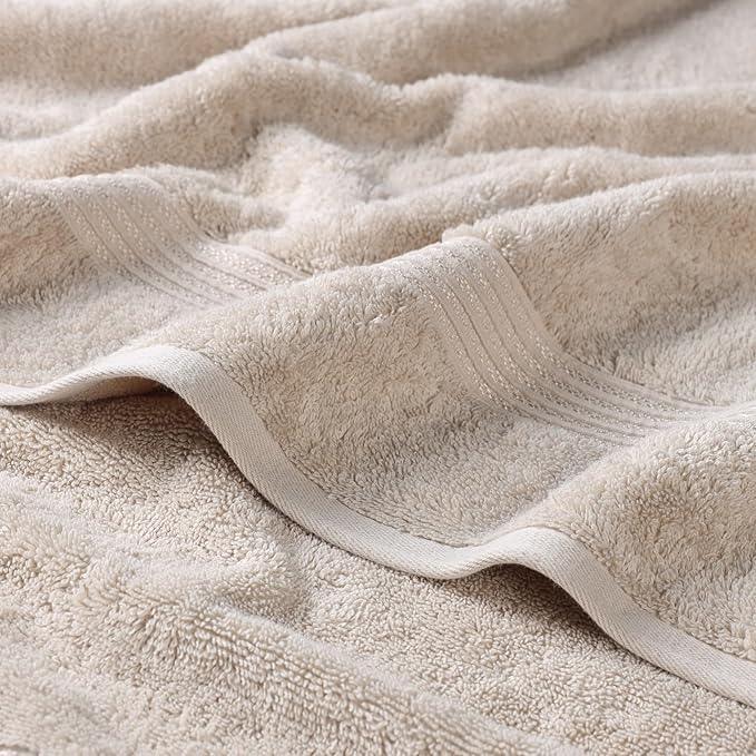 Superior Egyptian Cotton Bath Towel Set, Home Bathroom Towels, Master, Guest Bath, Decor Essentials, Quick Dry, Absorbent, Large Body Towels, Spa, Hotel, Resort, Adult, Kids, Set of 2, Stone