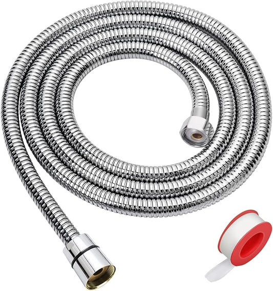 Shower Hose Extra Long 90 Inches Brushed Chrome Handheld Shower Head Hose with Brass Insert and Nut - Lightweight and Flexible