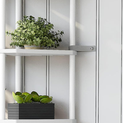 6 Tier Corner Shelf with LED Light, 66.5'' Tall Standing Shelf, Narrow Display Shelf Stand, Modern Corner Bookshelf, Plant Stand, Corner Bookcase for Living Room, Bedroom, Small Space LCS502WE