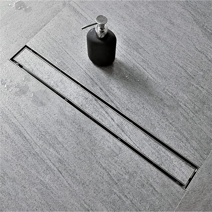 Neodrain 36-Inch Linear Shower Drain with Tile Insert Grate,Brushed 304 Stainless Steel Rectangle Shower Floor Drain, Linear Drain with Leveling Feet, Hair Strainer