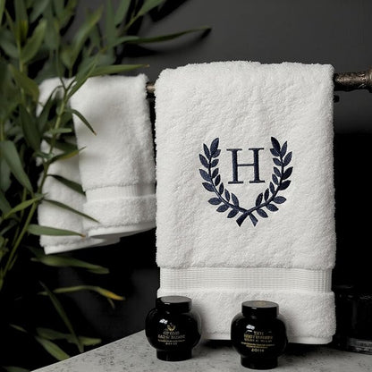 Decorative and Monogrammed Hand Towels for Bathroom Kitchen Makeup | Personalized Gift for Wedding-Bridal | Roman Font Custom Luxury Turkish Towel | Spa Collection, Oversized, 16 X 30 Inch, Set of 2