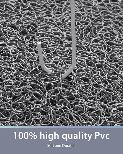 Mecko Non-Slip Shower Mat, Anti-Slip Bath Mat with Foot Scrubber – Quick-Drying Loofah Texture for Indoor and Outdoor Use, Bathtubs and Wet Areas (Grey, 17"x47")