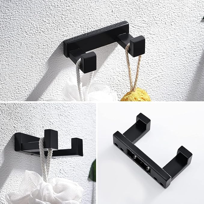 Lairuier Bathroom Hardware Accessories Set Matte Black 4-Piece Towel Bar Set 304 Stainless Steel Wall Mounted Bath Towel Rack Set, 24 Inch