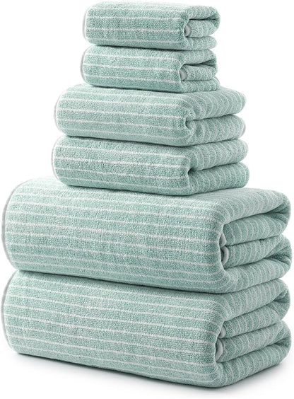 REDKISS Ultra Soft Bath Towels Set of 6 Large 35"x70" | 100% Microfiber, Highly Absorbent & Quick Dry | sage Green Towels for Bathroom, Spa, Gym | 2 Bath, 2 Hand, 2 Washcloths