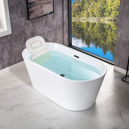 WOODBRIDGE BTA1514-MB-Drain &O+ Pillow Bathtub, Black