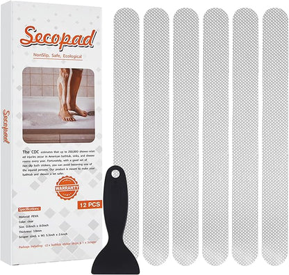 Original Anti Slip Shower Stickers, Safety Bathtub Strips Adhesive Decals with Premium Scraper for Bath Tub Shower Stairs Ladders Boats