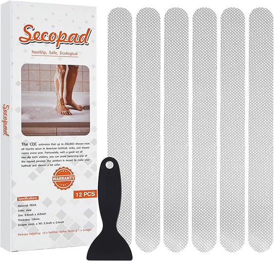 Original Anti Slip Shower Stickers, Safety Bathtub Strips Adhesive Decals with Premium Scraper for Bath Tub Shower Stairs Ladders Boats
