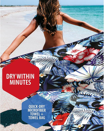 VENTURE 4TH Microfiber Beach Towel: Quick-Dry, Compact, Sand-Free, Absorbent, Sandproof and Lightweight - Perfect for Camping, Beach, and Roadtrips (Midnight Bloom Design | 35x78 inches)