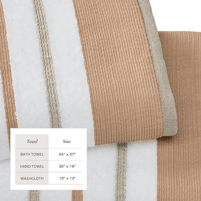 Great Bay Home Decorative Bath Towel Set - Luxury Cotton 6 Piece Towel Set - 2 Bath Towels, 2 Hand Towels, 2 Washcloths - Luxurious, Ultra-Soft, Durable Towel for Bathroom Decor (Clay/Taupe)