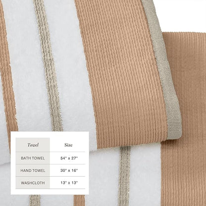 Great Bay Home Decorative Bath Towel Set - Luxury Cotton 6 Piece Towel Set - 2 Bath Towels, 2 Hand Towels, 2 Washcloths - Luxurious, Ultra-Soft, Durable Towel for Bathroom Decor (Clay/Taupe)