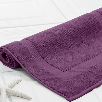 DAN RIVER Classic Cotton Bath Mats Set of 2 – Not a Bathroom Rug, Ultra Soft, Highly Absorbent & Machine Washable Bath Mat Towel for Bathroom Floor Mat – Durable, Quick-Dry, 21x34 Inches, Purple